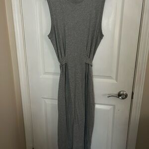 Vince Gray Tie Front Sheath Midi Dress